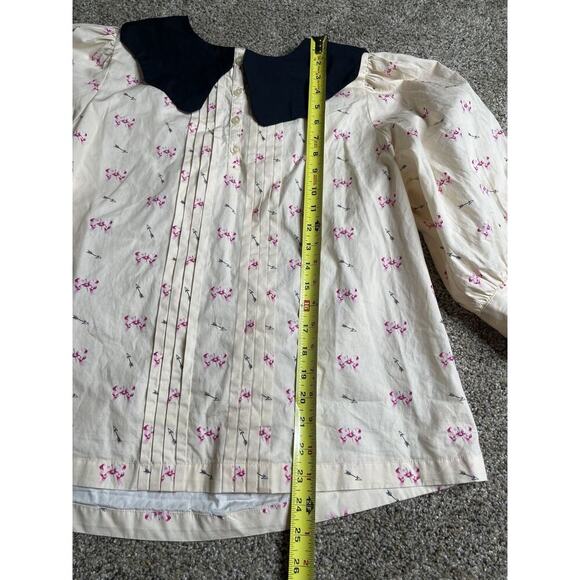 CATH KIDSTON Shirt Size UK 16 Beige Bows Chunky Collar Coquette - Picture 6 of 9